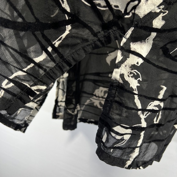 Chicos Design Women's Blouse XL Black Velvet Burnout Sheer Tunic Side Slits - Picture 5 of 8